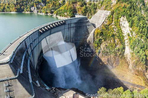 Image of Kurobe Dam and rainbow