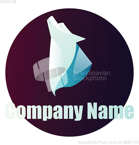 Image of Vector logo illustration of a light blue wolf head inside a deep