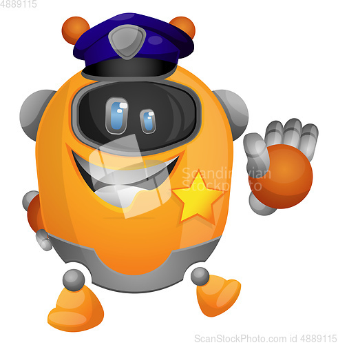 Image of Cyborg in policeman uniform illustration vector on white backgro