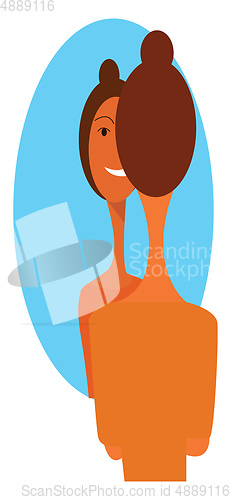 Image of A lady at the mirror, vector color illustration.