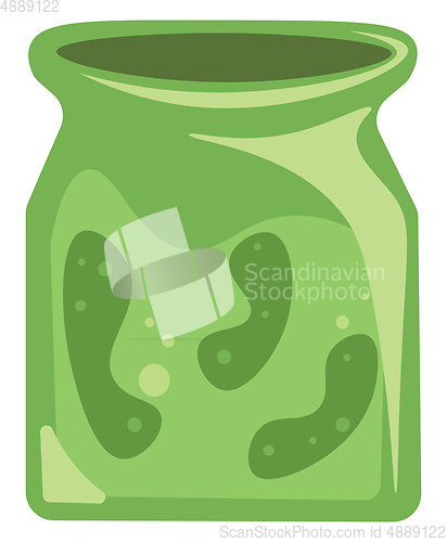 Image of A green jar filled with yummy sour pickle vector color drawing o