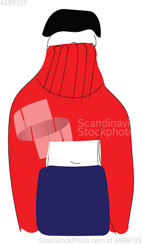Image of Girl in a red knitwear vector illustration 