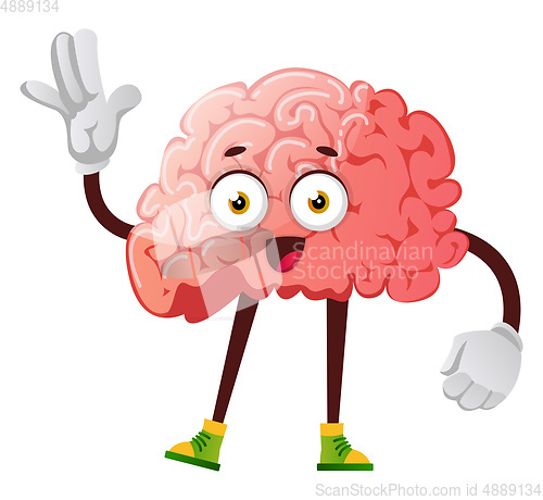 Image of Brain is waving, illustration, vector on white background.