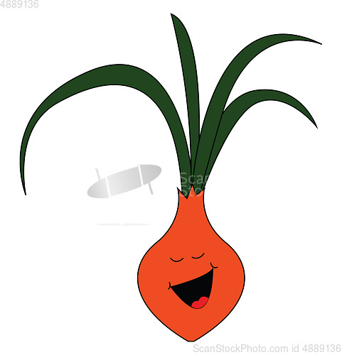 Image of A happy onion vector or color illustration