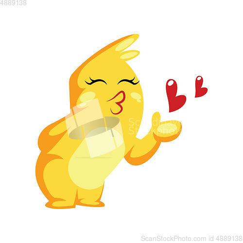 Image of Yellow monster sending a kiss vector illustration on a white bac