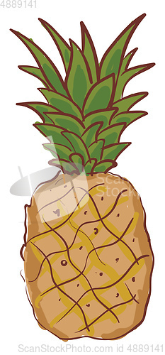 Image of A cartoon pineapple whole fruit with green leaves sweet and spin