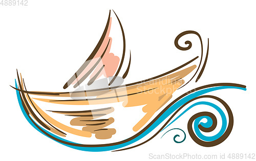 Image of Painting of a colorful boat vector or color illustration