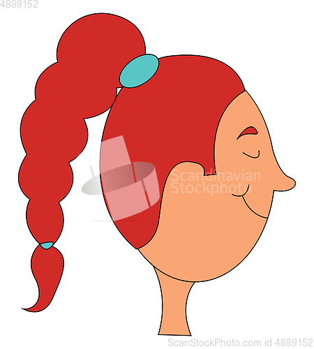 Image of Cartoon face of a girl with a long and thick plaited hairstyle v