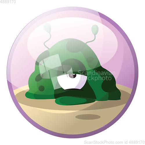 Image of Cartoon character of a green monster looking tired vector illust