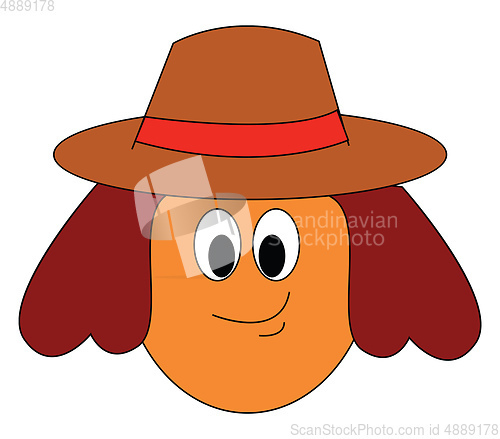 Image of Girl with hat vector or color illustration
