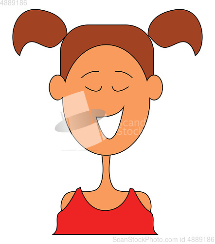 Image of Clipart of a beautiful girl in her red dress vector or color ill