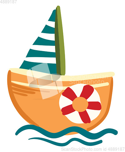 Image of An orange and blue ship vector or color illustration