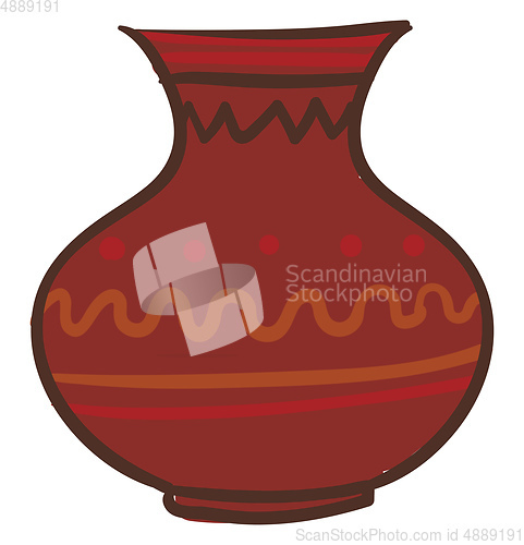 Image of Painting of a large brown earthen jug vector or color illustrati