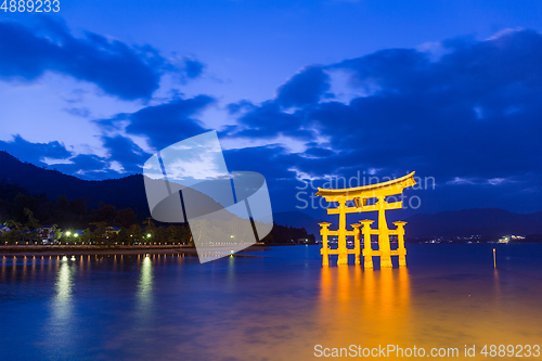 Image of Torii in Itsukushima shine during sunset