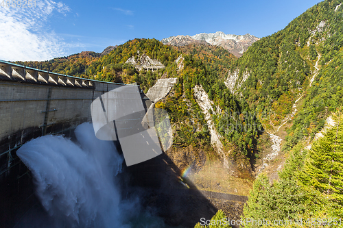 Image of Kurobe Dam and rainbow