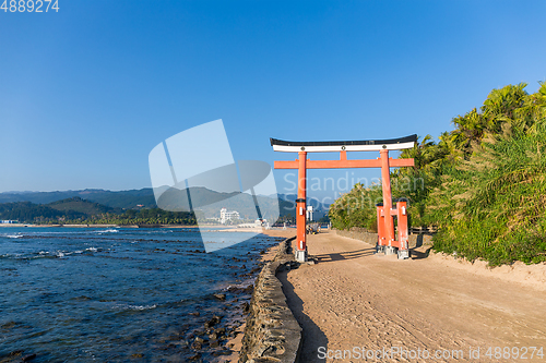 Image of Red torii in Aoshima Shrine of Japan