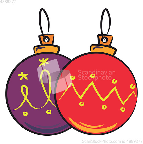 Image of Christmas hanging ball decoration vector or color illustration