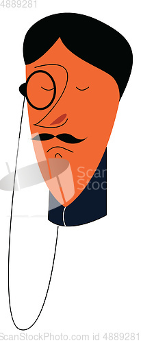 Image of Face of a man wearing a traditional monocle glass vector color d