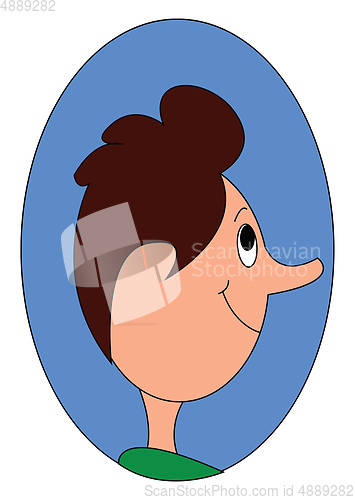 Image of A profile of a boy with long nose vector or color illustration