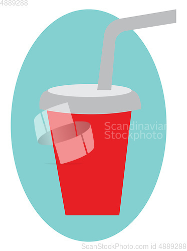 Image of Beverage in a red glass with straw vector or color illustration