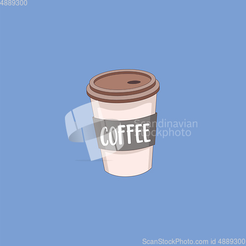 Image of Portrait of a disposable party coffee cup over blue background v