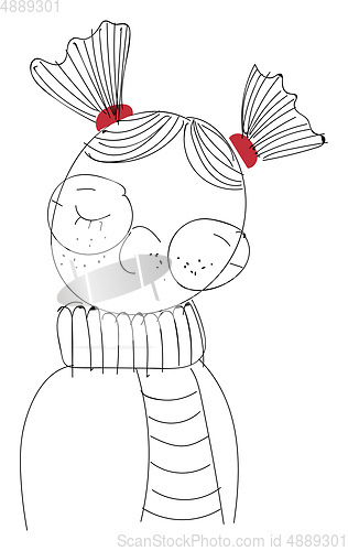 Image of A child with a striped scarf looks adorable vector or color illu