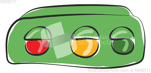 Image of Clipart of the horizontal green traffic signal board with three 