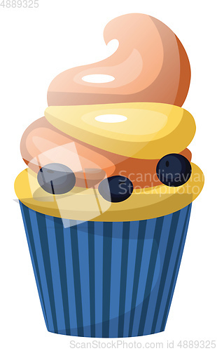 Image of Blueberry cupcakesillustration vector on white background