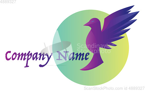 Image of Minimalistic vector purple bird inside light green circle logo d