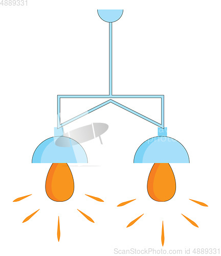 Image of Four armed grey vintage chandelier with yellow lights vector ill