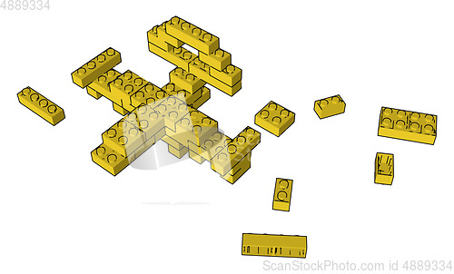 Image of A yellow colored block toy vector or color illustration