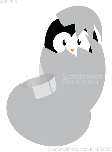 Image of A little penguin is coming out of an egg shell vector color draw