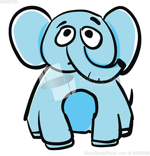Image of A sad blue elephant vector or color illustration