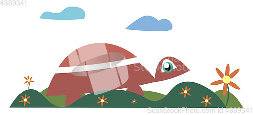 Image of Turtle and flowers vector or color illustration