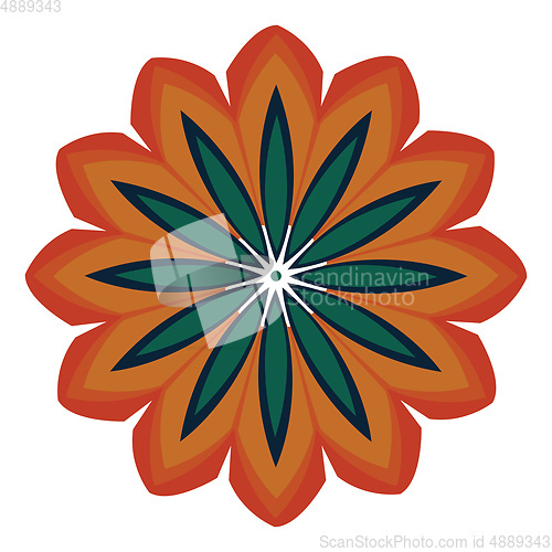 Image of A glowing mandala in orange and green color vector or color illu