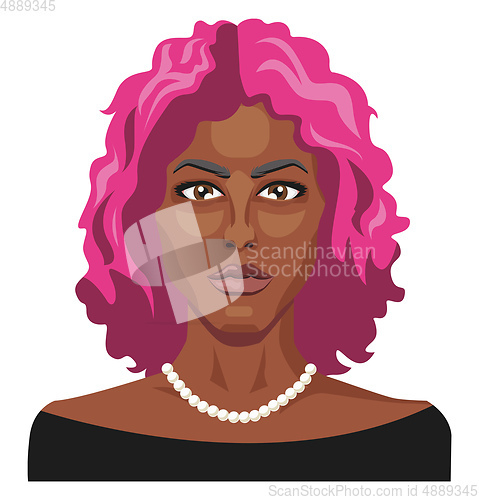 Image of African girl with pink hair illustration vector on white backgro