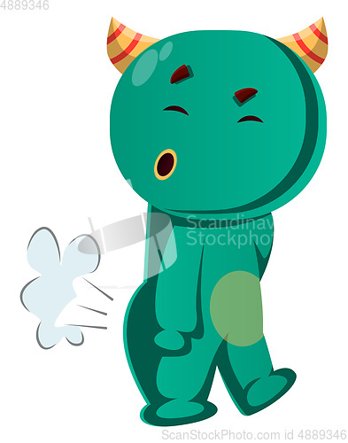 Image of Green monster farting vector illustration