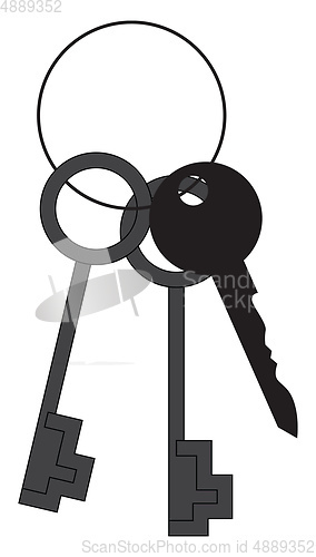 Image of Bunch of keys on a key ring vector or color illustration