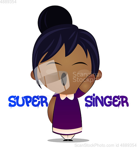 Image of Little girl is singing, illustration, vector on white background