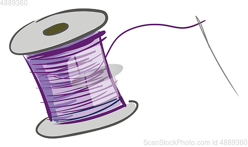 Image of Needle and purple thread illustration vector on white background