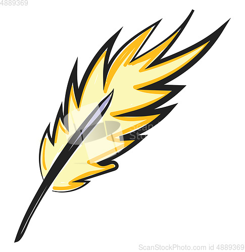 Image of Yellow feather vector or color illustration