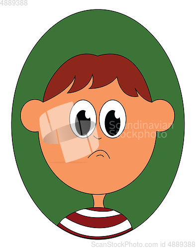Image of A little sad boy vector or color illustration