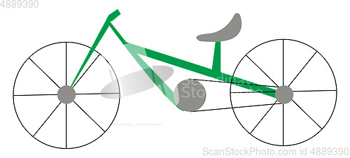 Image of Diagram of a green bicycle vector or color illustration