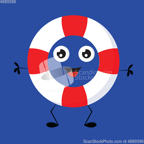 Image of A red and white buoy in the sea vector or color illustration