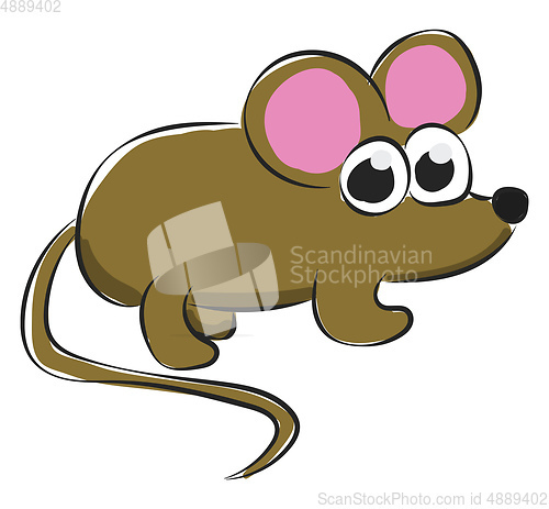 Image of Drawing of a cute little brown mouse set on isolated white backg