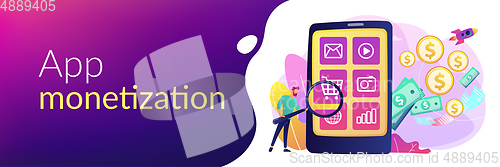 Image of App monetization concept banner header.