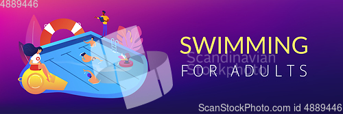 Image of Swimming and lifesaving classes concept banner header.