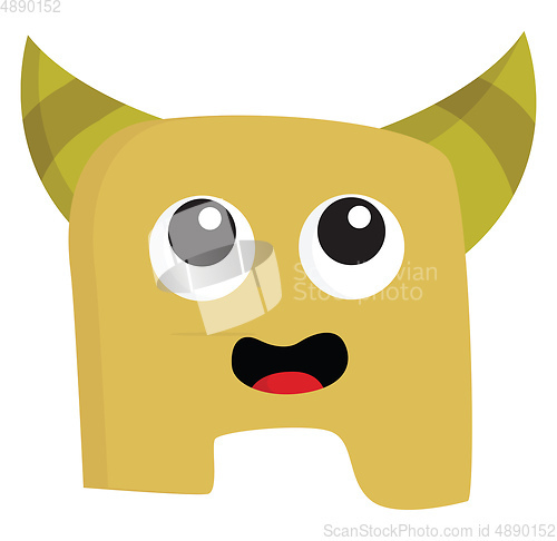 Image of Monster with green horns vector or color illustration