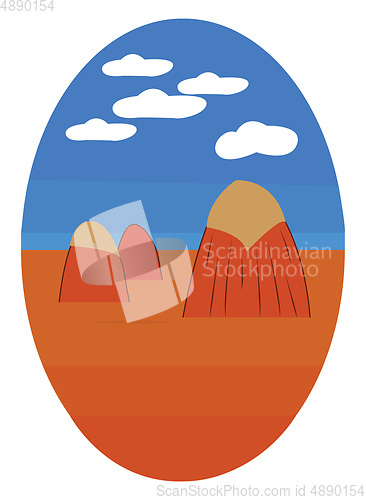 Image of A stack of hay in a blue sky, vector color illustration.