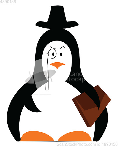 Image of Cute penguin with its briefcase vector or color illustration